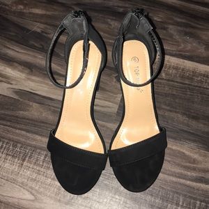 Short black chunky heels